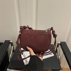 Sac à Épaule Vintage Imprimé Léopard en Cuir Synthétique pour Femme Mode Sac Bandoulière Demi-Lune Avec Bandoulière Nouée Voyage