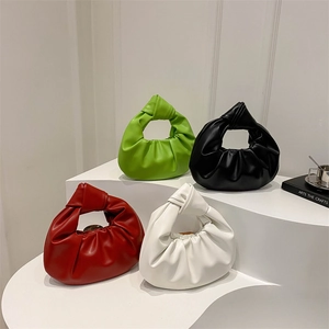 Sac à Main Femme Mode Cuir Synthétique Plissé Nuage Avec Poignée Nouée Minimaliste Couleur Unie Sac sous le Bras Hobo