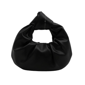 Sac à main noir plissé effet nuage en simili cuir avec anse nouée élégante
