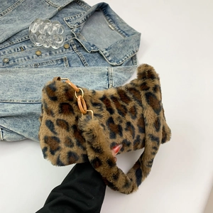 Bolso De Hombro De Piel Sintética Con Estampado De Leopardo Bolso De Axila De Moda Con Decoración De Cadena Para Mujer
