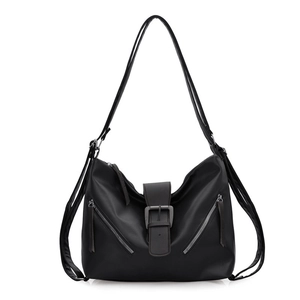 Borsa tote nera versatile di grande capacità con spallacci regolabili per uso zaino