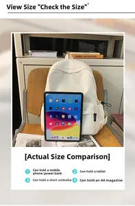 Minimalist backpack interior showing capacity for A4 magazines and tablets