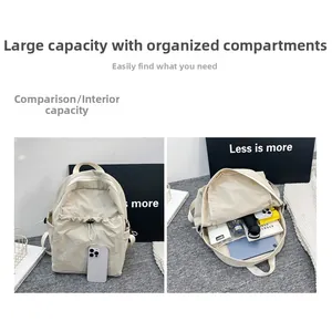 Detailed view of large capacity backpack interior showing organized storage for tablets and books