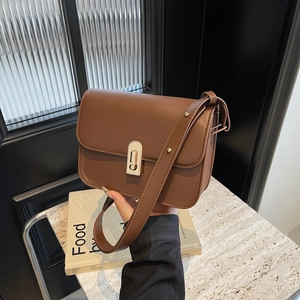 Women Synthetic Leather Square Crossbody Bag Minimalist Retro Flap Shoulder Bag With Metal Buckle For Daily Commuting