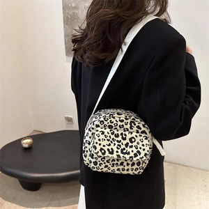 Fashion Leopard Print Canvas Crossbody Bag For Women Korean Style Casual Minimalist Shoulder Bag Urban Commuting Square Bag
