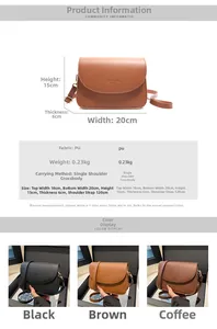 Tableau des tailles avec dimensions 20x15x6cm pour sacs à bandoulière minimalistes