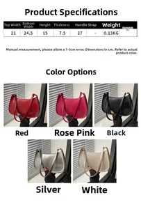 Size chart and dimensions for the French minimalist crescent armpit bag in PU leather