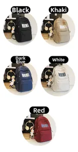 Detail showcasing five color options of the large capacity MRMI minimalist backpack