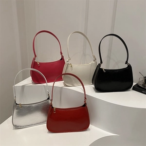 French Minimalist PU Leather Underarm Bag For Women Vintage Hobo Shoulder Bag With Metal Zipper Fashionable Solid Color Bag