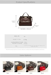 Spécifications détaillées de taille et vue du matériau du sac à main motif croco