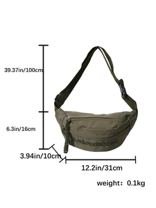 Dimensions du sac banane en nylon vert armée avec longueur de 31 cm et hauteur de 16 cm