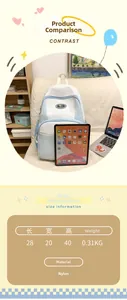 Size information and contrast view of the lightweight nylon backpack for 2025 spring travel