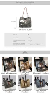 Tableau des tailles pour grand sac cabas en PU avec chaîne et perles décoratives