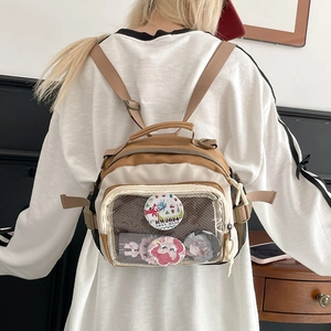 Sac à dos JK japonais en toile avec fenêtre transparente pour badges et accessoires