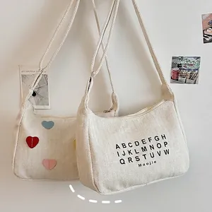 Women Large Capacity Nylon Tote Bag Fashion Shoulder Bag With Letter Heart Print For Daily Travel Commute Casual Handbag