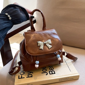 Women Fashion Butterfly Mini Backpack Synthetic Leather Simple Handbag Single Shoulder Crossbody Bag Korean Style School Bag
