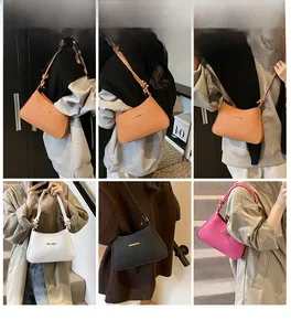 Model display of wavy textured shoulder bags in caramel, white, black, and rose pink colors