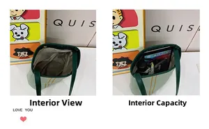 Detail view of the spacious inner compartment showing items like a tablet and umbrella