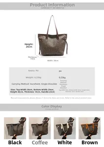 Guida dettagliata alle dimensioni per borsa tote vintage in pelle PU con peso e misure