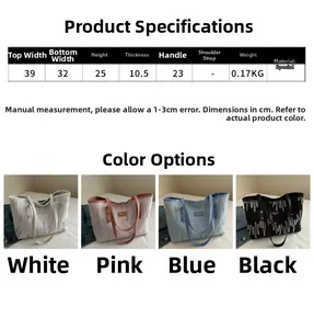 Tableau des tailles détaillé du sac cabas rayé avec dimensions et coloris