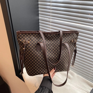 Borsa tote vintage con manici in pelle marrone scuro e coulisse laterali regolabili