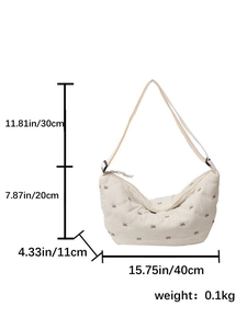 Detaillierte Maßtabelle für Stickerei-Schleifen-Tasche mit Größe 40x20x11cm