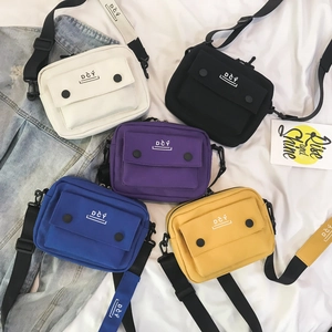 Japanese Style Canvas Crossbody Bag For Women Girls Letter Print Small Square Shoulder Messenger Bag Casual School Bag