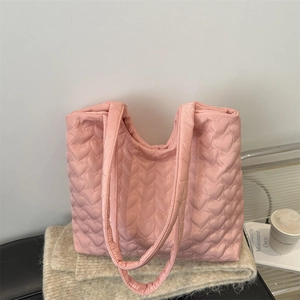 Damen Wildleder Herz Gesteppt Tragetasche Große Kapazität Schulter Umhängetasche Casual Wolken Handtasche Für Den Täglichen Weg