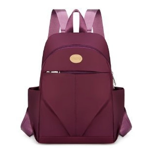 Waterproof burgundy nylon backpack for women with large capacity and adjustable straps