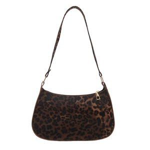 Sac d'épaule à imprimé léopard à la mode avec fermeture éclair dorée pour femme