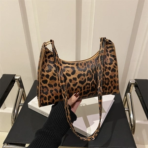 Fashion Retro Leopard Print Underarm Bag Women Microfiber Shoulder Bag Casual Small Square Handbag 2024 Street Trend Daily Bag