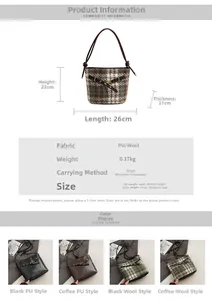 Guide des tailles détaillé et fiche technique pour ce sac seau à carreaux