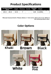 Detailed sizing chart and material specs for the faux stone texture crossbody bag