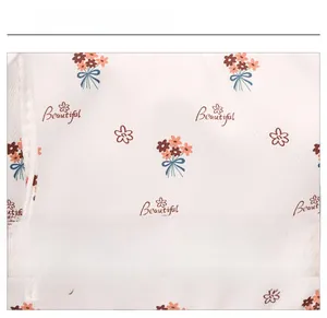 Close-up of high-quality floral fabric featuring orange flowers and Beautiful text