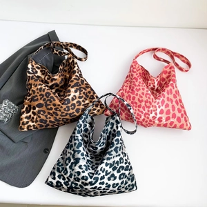 Vintage Leopard Print Canvas Tote Bag For Women Fashion Large Capacity Underarm Bag Printed Shoulder Bag Daily Streetwear Handbag