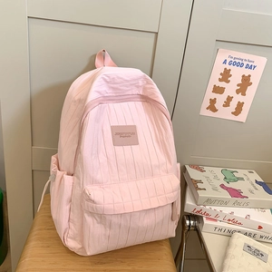 Minimalist Casual Nylon Backpack For Women Men Lightweight Solid Color School Bag Large Capacity Travel Daypack
