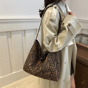 Grote shopper met luipaardprint voor dames stijlvolle canvas schoudertas modieus