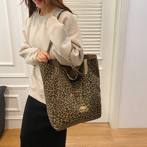Large Capacity Leopard Print Tote Bag For Women Fashion Composite Fabric Shoulder Bag Autumn Winter Commuter Handbag