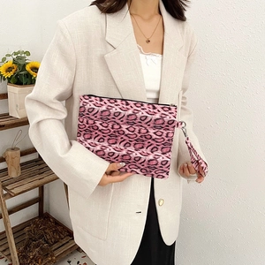 Women's Leopard Print Underarm Shoulder Bag Vintage Synthetic Leather Fashion Clutch With Zipper For Daily Commute