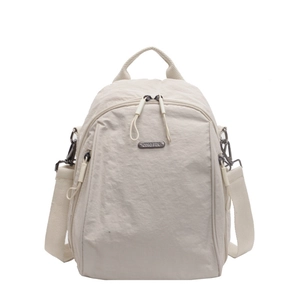 Versatile light grey waterproof nylon backpack with adjustable straps and front pocket