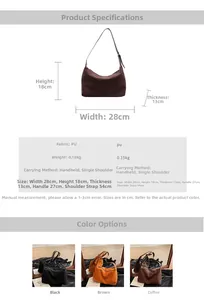 Specifiche dettagliate delle dimensioni per una borsa tote minimalista in ecopelle PU