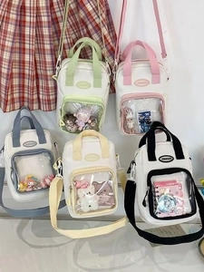 Mini Transparent Ita Bag Nylon Crossbody Shoulder Bag Clear Window Display For Merch Badges Dolls Casual Student Girl Bag