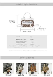 Detailed view of women's crossbody bag specifications and available color options