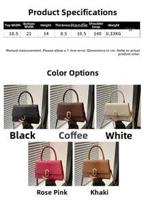 Detailed size parameters and color options for the croc-pattern mini crossbody bag