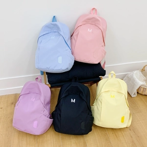 Minimalist large capacity student backpacks in five pastel colors with letter M print