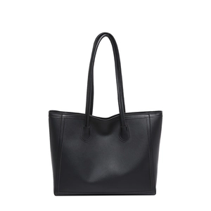 Klassische schwarze Leder-Shopper-Tasche für Damen mit großem Fassungsvermögen