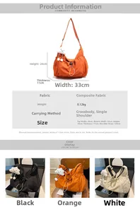 Detailed size specifications and material info for the lightweight nylon crossbody bag