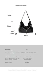 Infografica con dimensioni 43x29x11cm e tracolla regolabile per la grande borsa tote