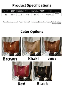 Tableau des tailles et comparaison des couleurs pour le sac cabas à chaîne