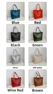 Collection of large crocodile pattern tote bags in eight vibrant colors for daily commute
